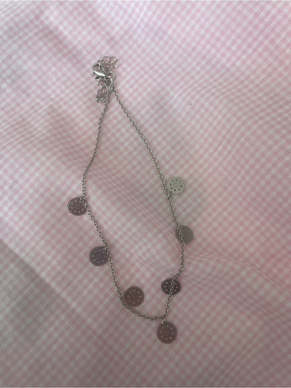 Dainty Silver Disc Charm anklet - Women's Jewelry